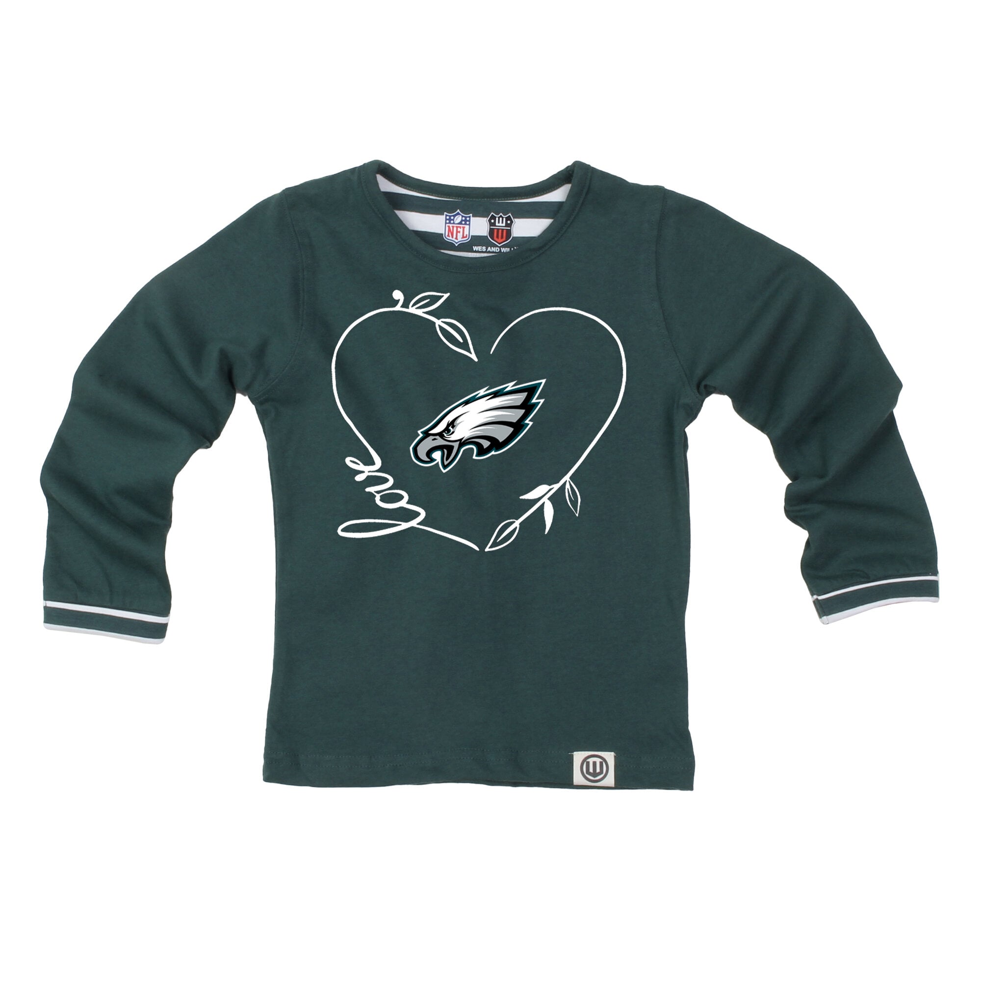 Ensemble Wes & Willy vert nuit pour petites filles, motif cœur et rayures des Eagles de Philadelphie
