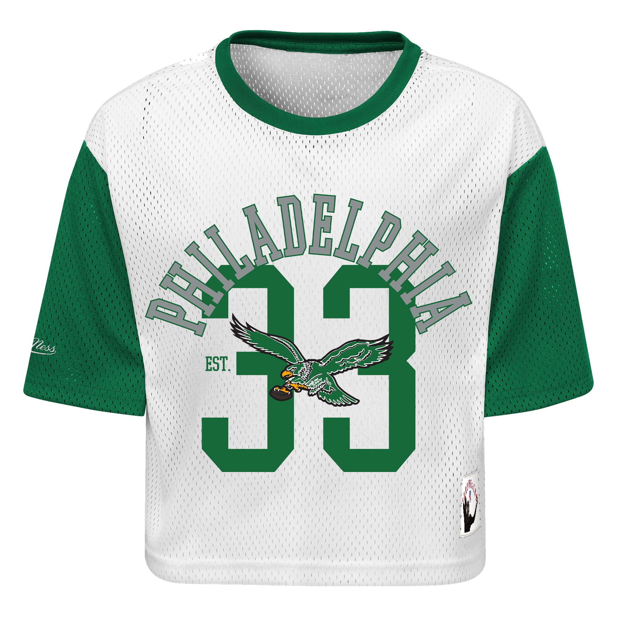 T-shirt court à manches courtes Mitchell & Ness blanc Philadelphia Eagles pour jeunes filles