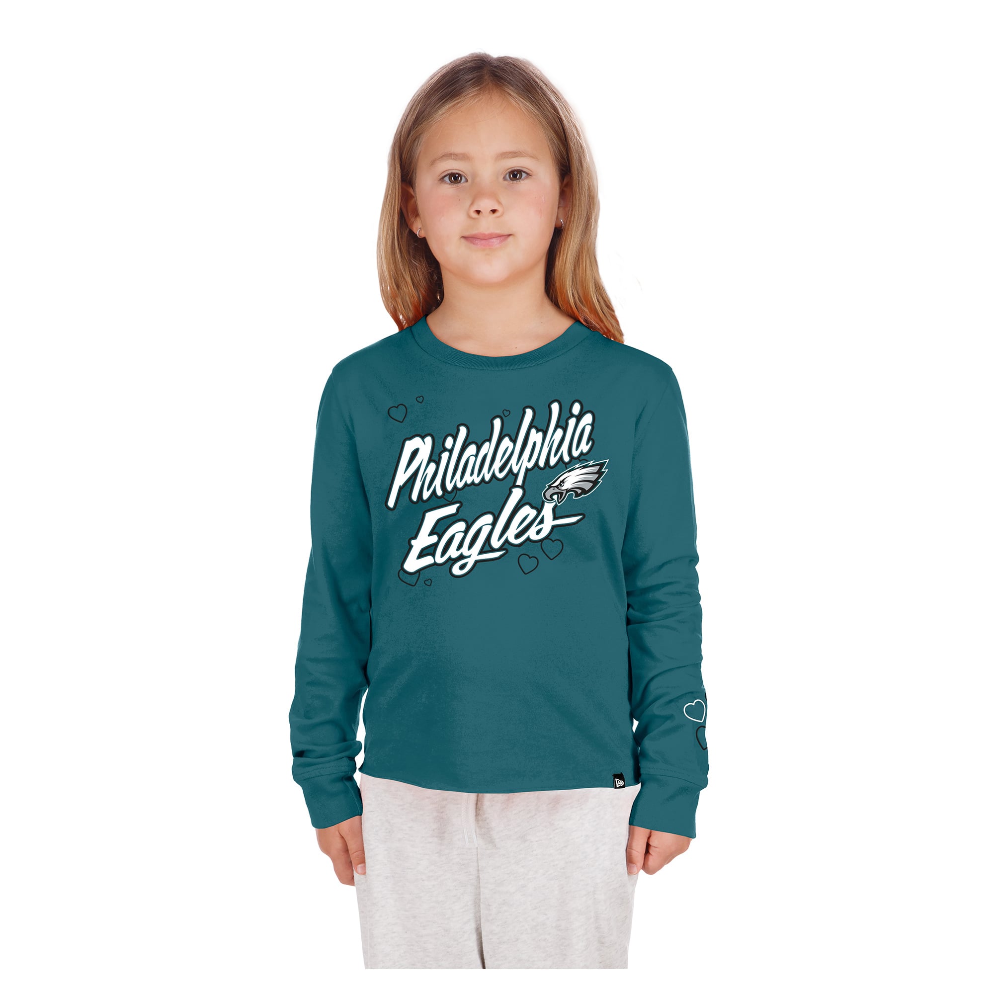 T-shirt à manches longues New Era Midnight Green Philadelphia Eagles pour filles et jeunes