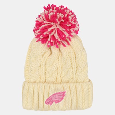 Philadelphia Eagles Outerstuff Girls Youth Cable Cuffed Knit Hat with Pom - Cream