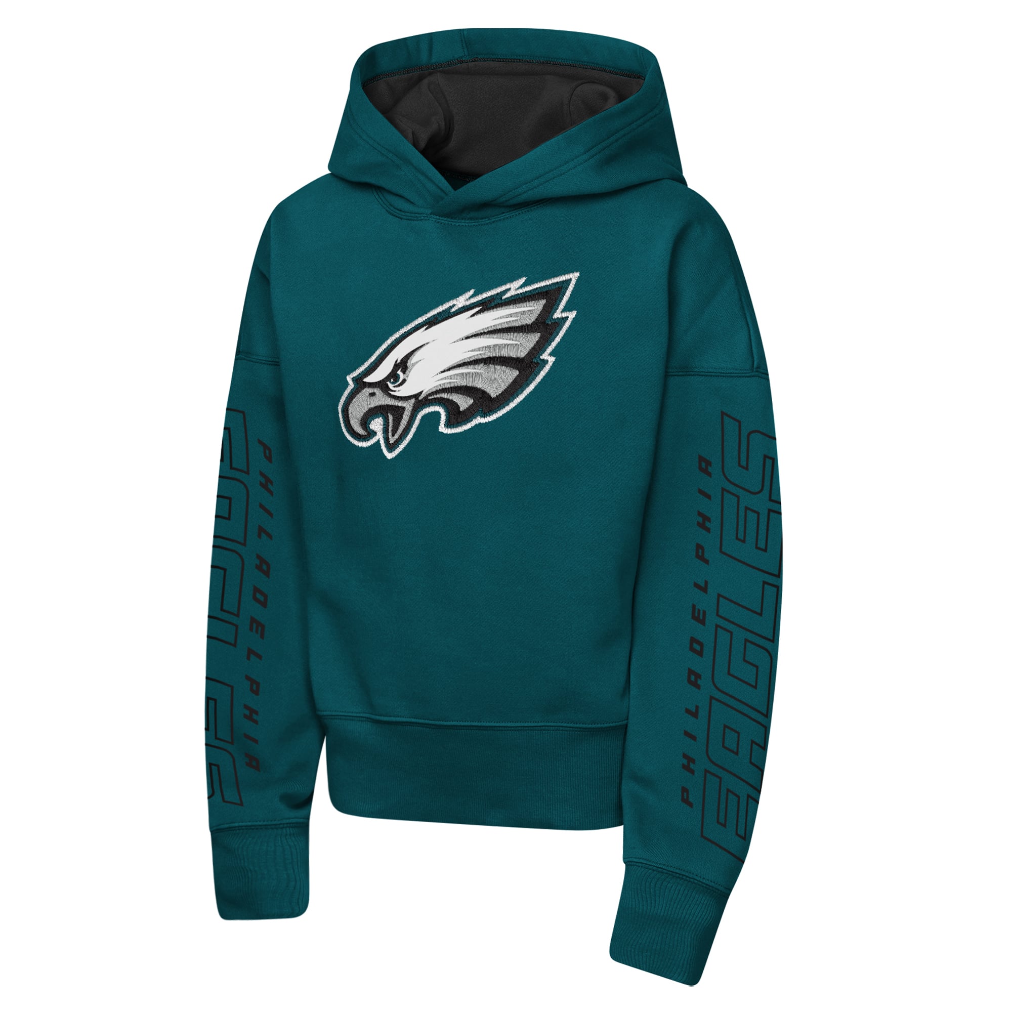 Sweat à capuche Outerstuff vert nuit pour filles, modèle Miss Tailgate des Eagles de Philadelphie, color block