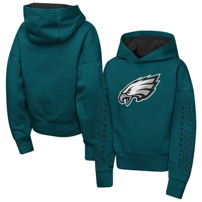 Philadelphia Eagles Outerstuff Girls Youth Miss Tailgate Color Block Hoodie - Midnight Green