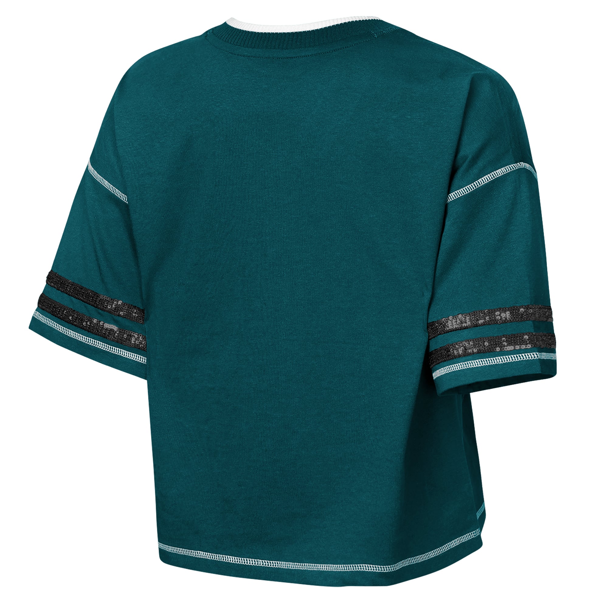 Girls Youth Outerstuff Midnight Green Philadelphia Eagles Toe Tap Sequin T-Shirt