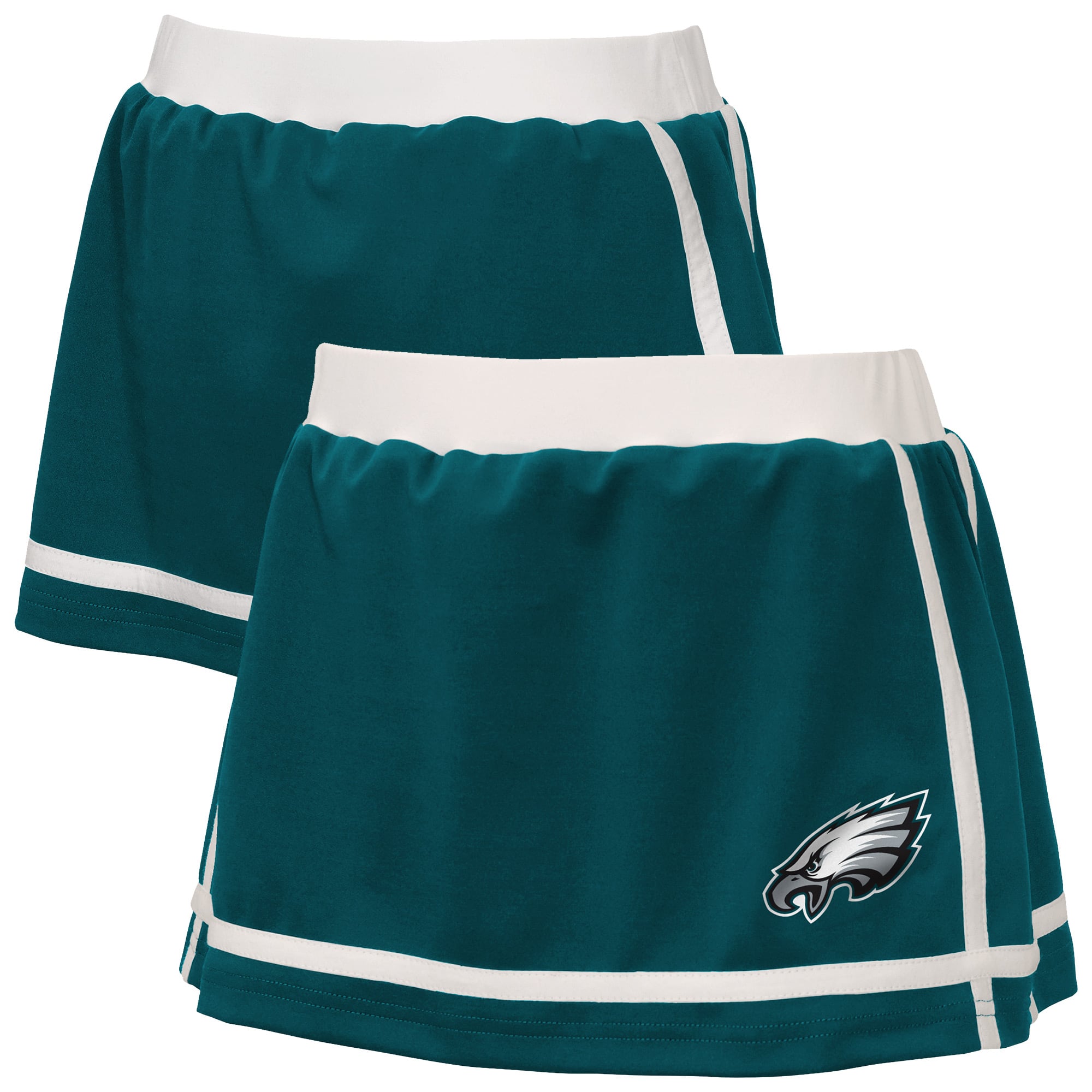 Jupe-short rayée vert nuit des équipes spéciales Eagles de Philadelphie, par Erin Andrews, pour jeunes filles