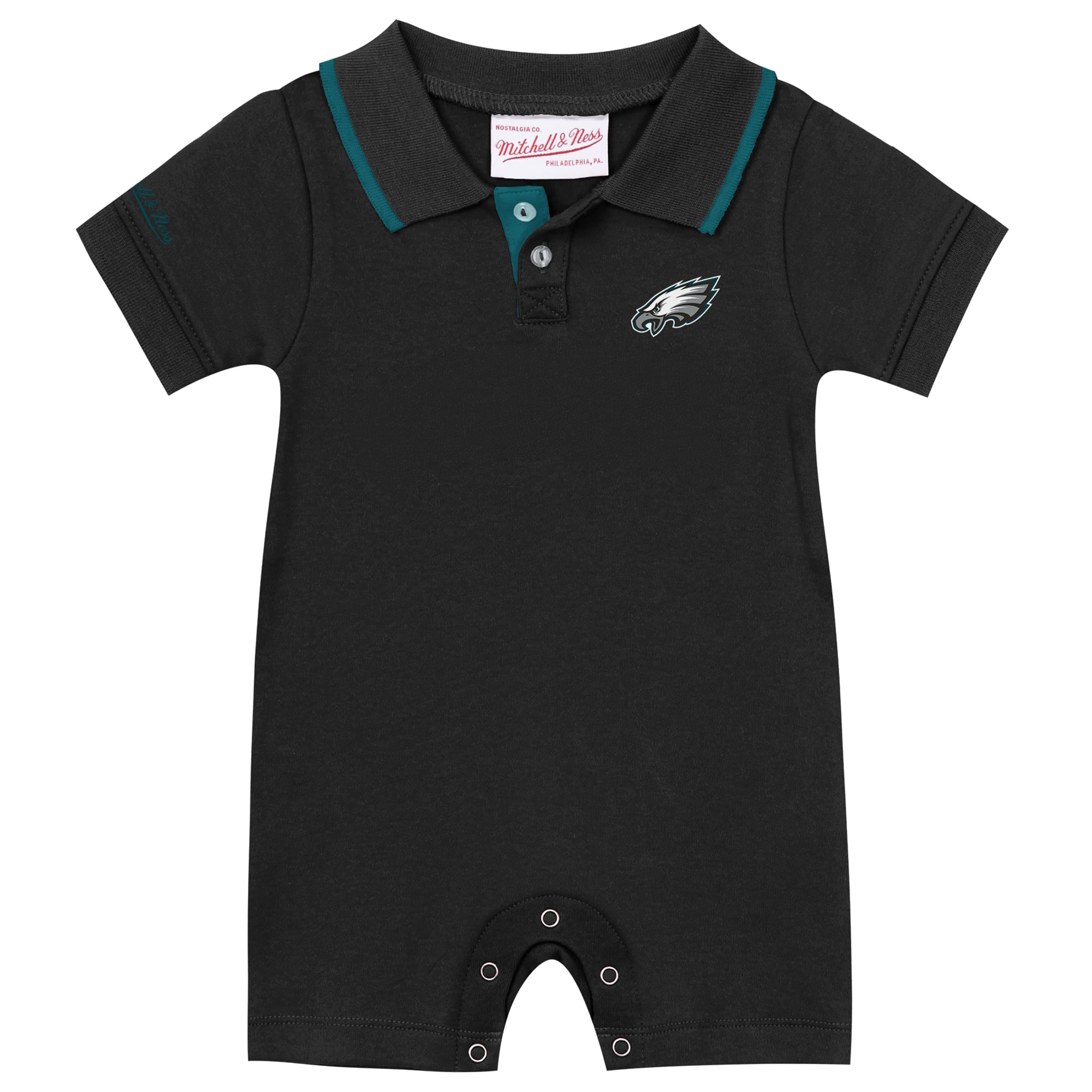 Combinaison de rugby rétro Brian Dawkins noire pour bébé, Mitchell & Ness, à l'effigie du joueur des Eagles Philadelphie.