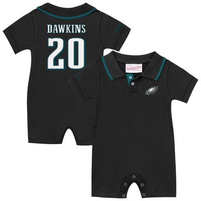 Brian Dawkins Philadelphia Eagles Mitchell & Ness Infant Retro Roots Player Rugby Romper - Black