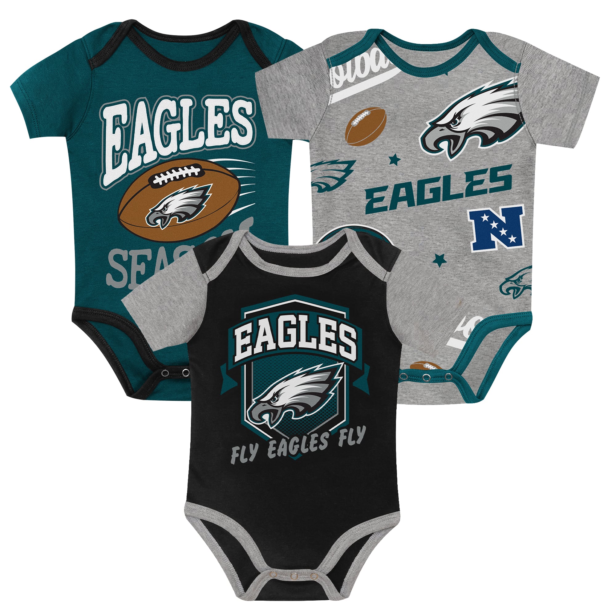Ensemble de body 3 pièces pour bébé Outerstuff Philadelphia Eagles, premier choix la ronde