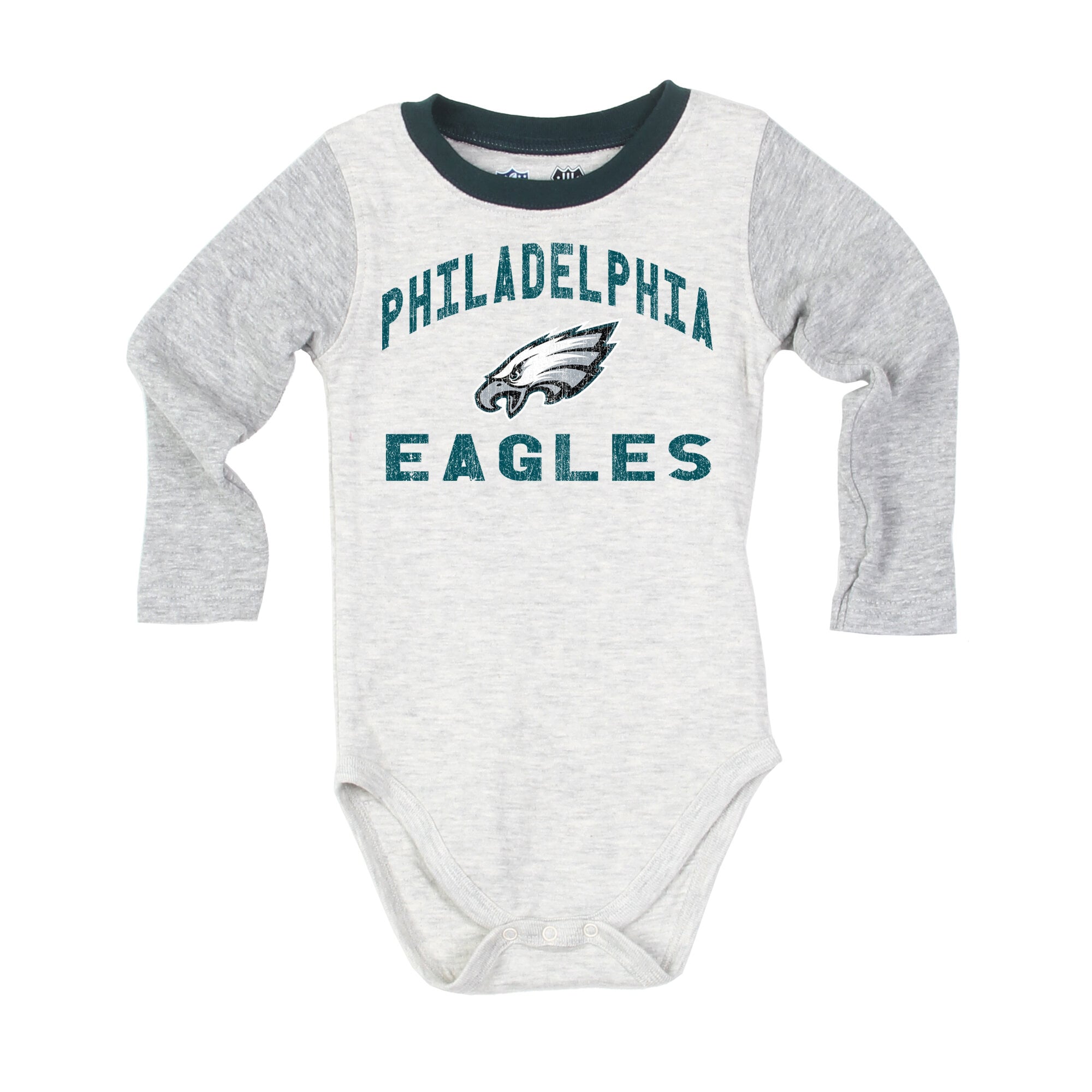 Infant Wes & Willy Heather Gray Philadelphia Eagles Jie Hopper Long Sleeve Bodysuit Pants Set