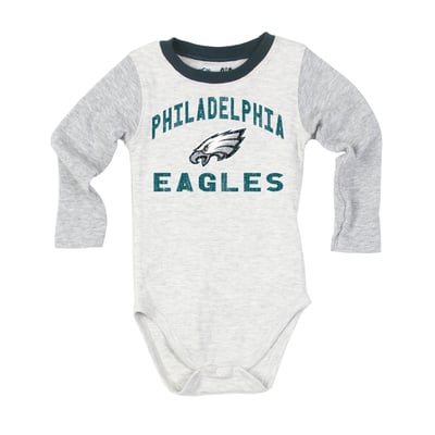  Philadelphia Eagles Wes & Willy Infant Jie Jie Hopper Long Sleeve Bodysuit & Pants Set - Heather Gray