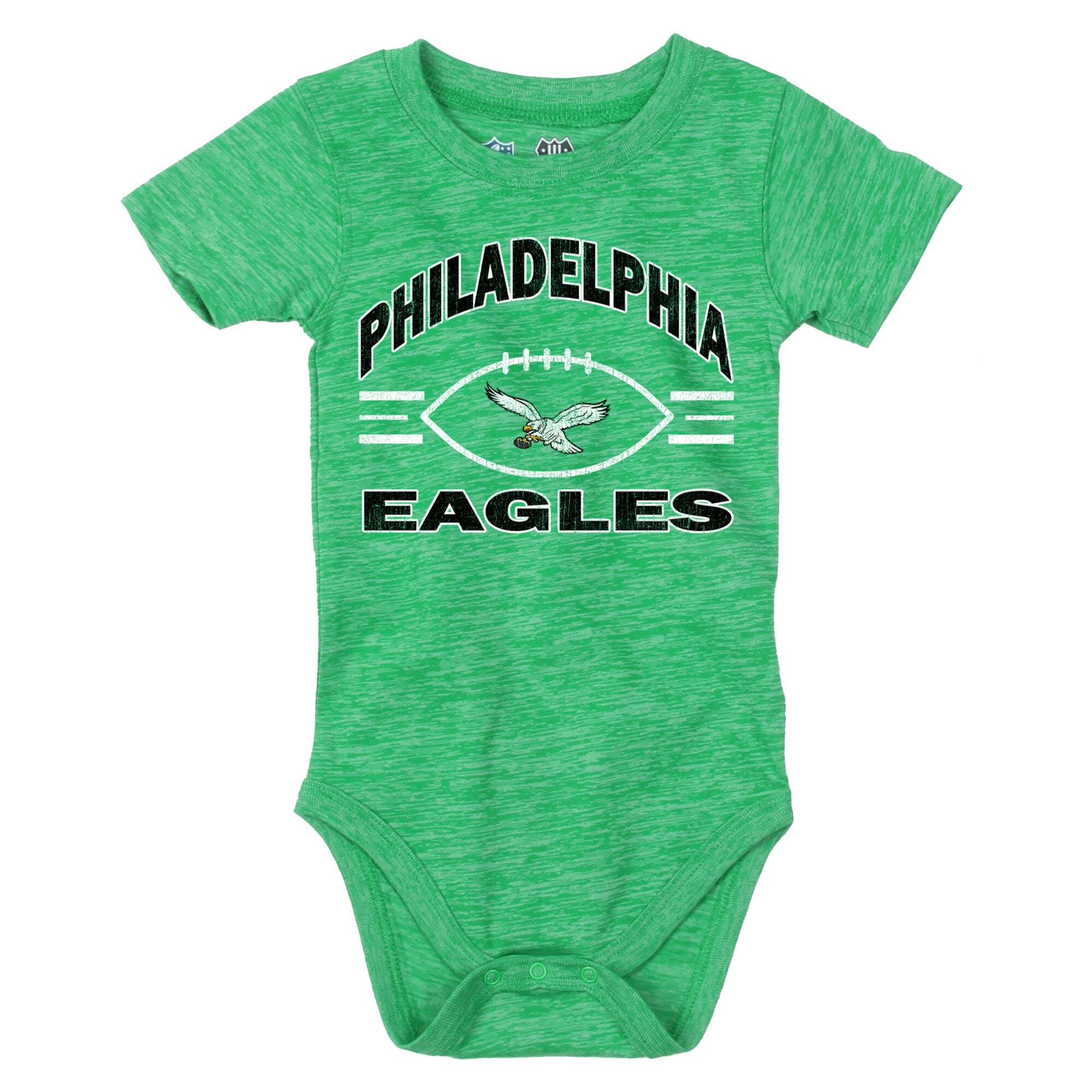 Ensemble body et short pour bébé Wes & Willy Kelly vert/noir Philadelphia Eagles Cloudy Yard Hopper