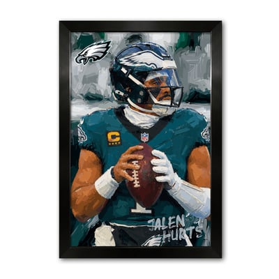 Jalen Hurts Philadelphia Eagles 27" x 39" Framed Football Player Action Portrait – Artist Series Print