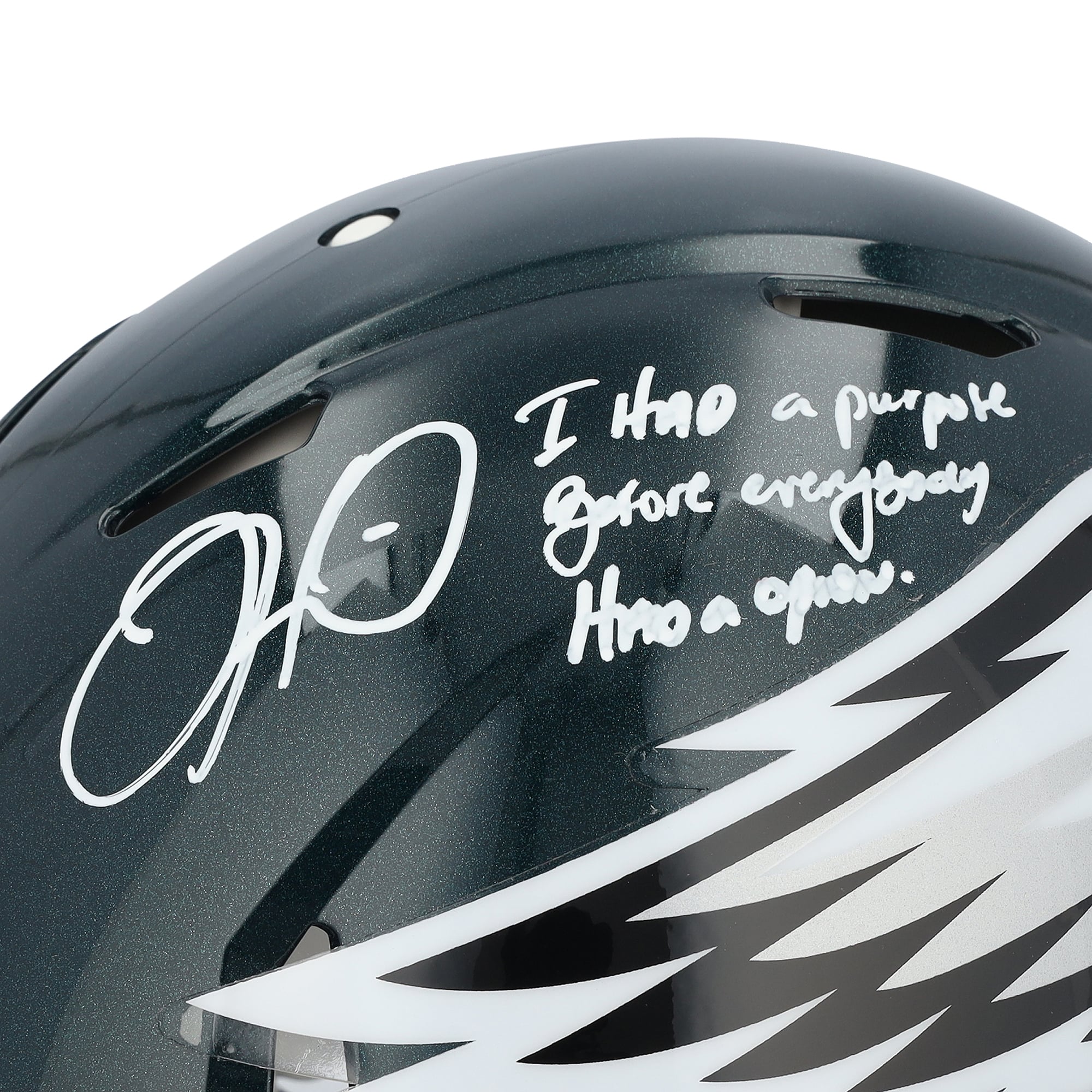 Casque Riddell Speed ​​Authentic autographié par Jalen Hurts (Philadelphia Eagles) avec inscription - Édition limitée à 10 exemplaires