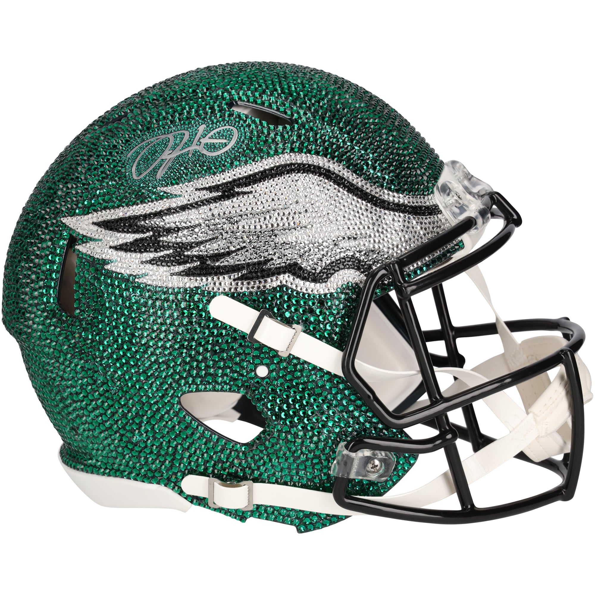 Jalen Hurts Philadelphia Eagles Autographed Swarovski Crystal Riddell Speed Authentic Helmet - Art by Rock On Sports