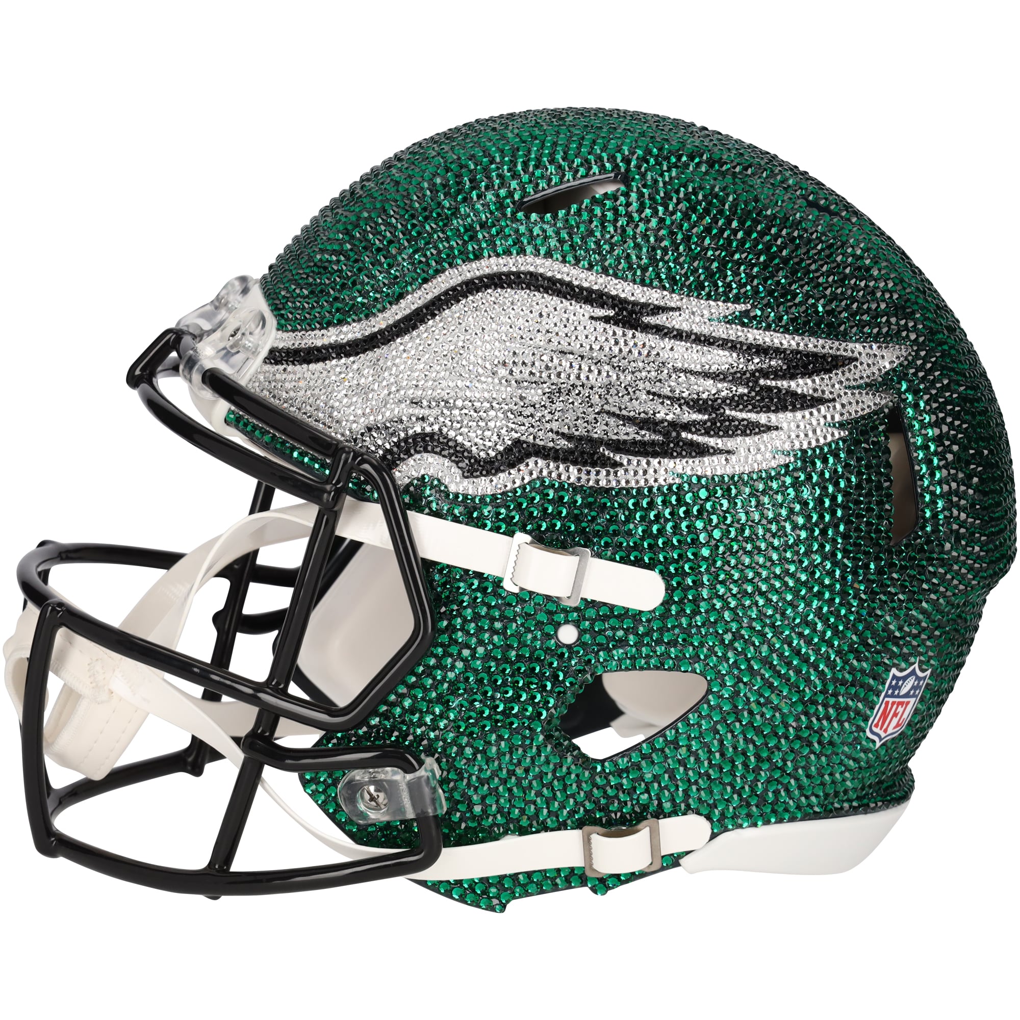 Jalen Hurts Philadelphia Eagles Autographed Swarovski Crystal Riddell Speed Authentic Helmet - Art by Rock On Sports