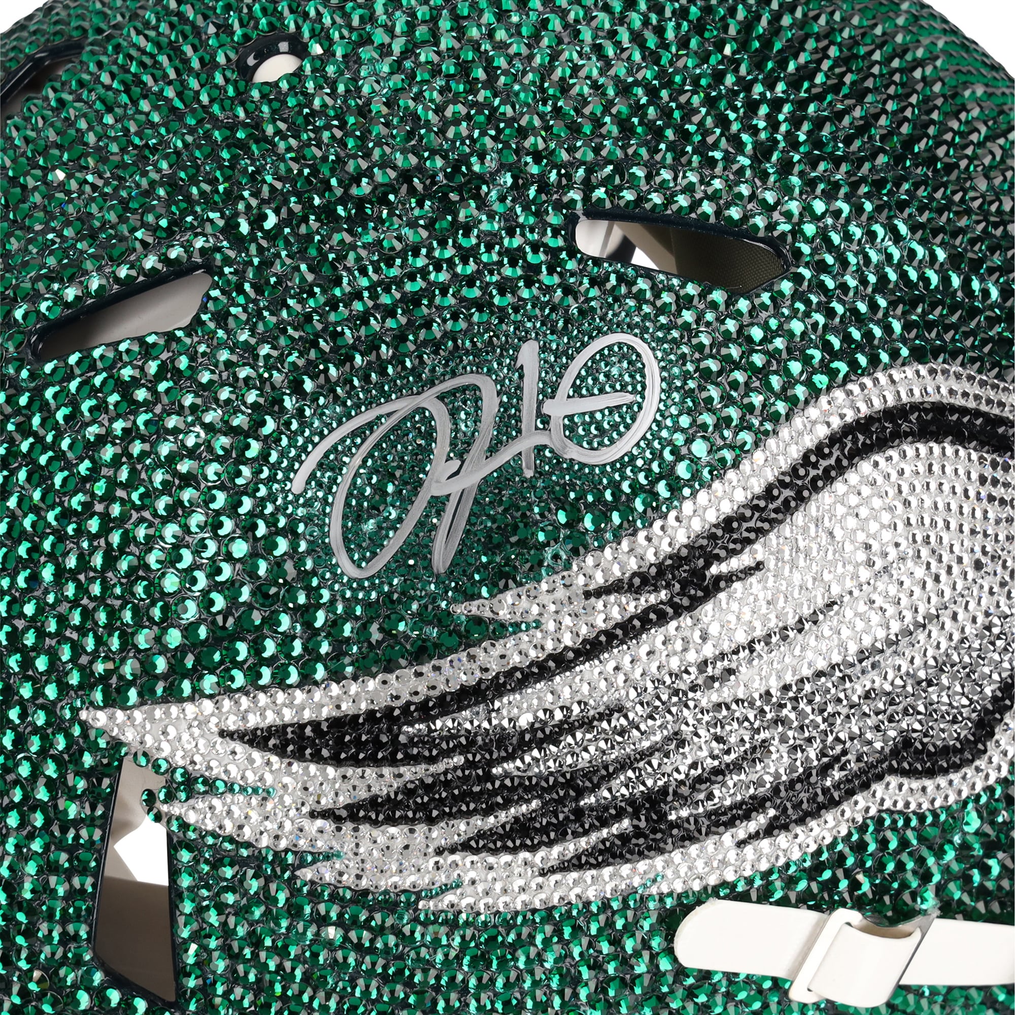 Jalen Hurts Philadelphia Eagles Autographed Swarovski Crystal Riddell Speed Authentic Helmet - Art by Rock On Sports