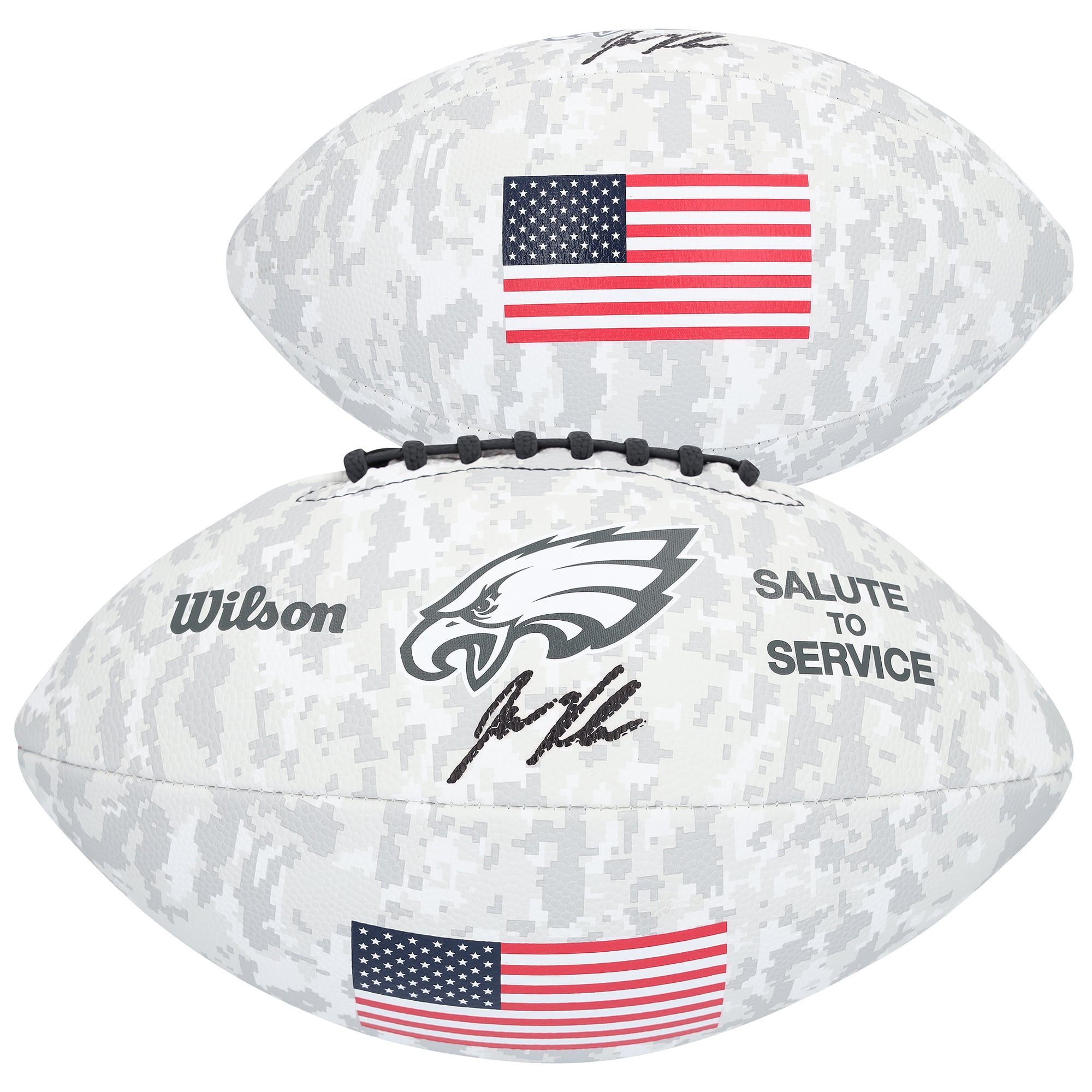 Ballon de football américain Wilson 2024 Salute To Service, autographié par Jason Kelce des Eagles de Philadelphie