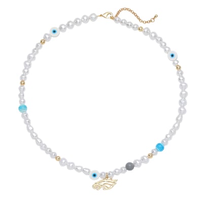 Philadelphia Eagles LUV AJ Pearl Bead Logo Necklace