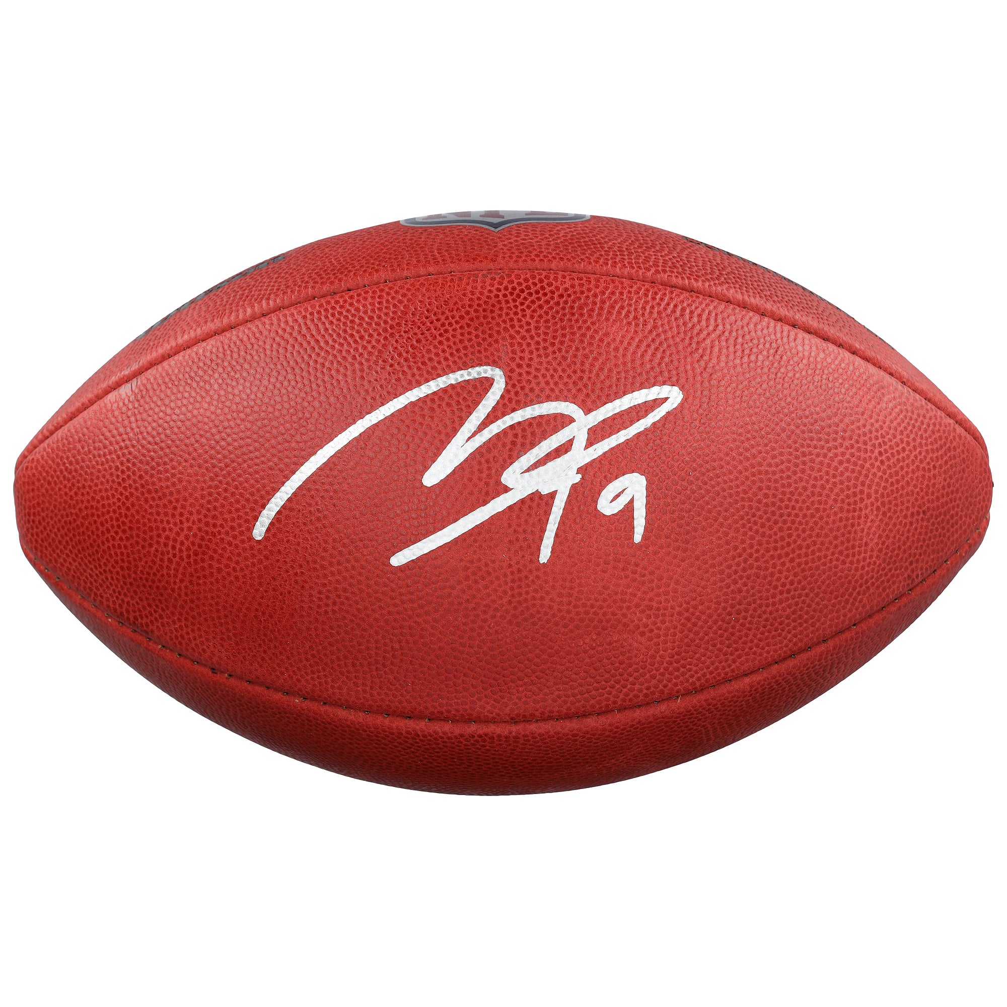 Ballon de football américain Duke en couleur, autographié par Makai Lemon, joueur des Eagles de Philadelphie.
