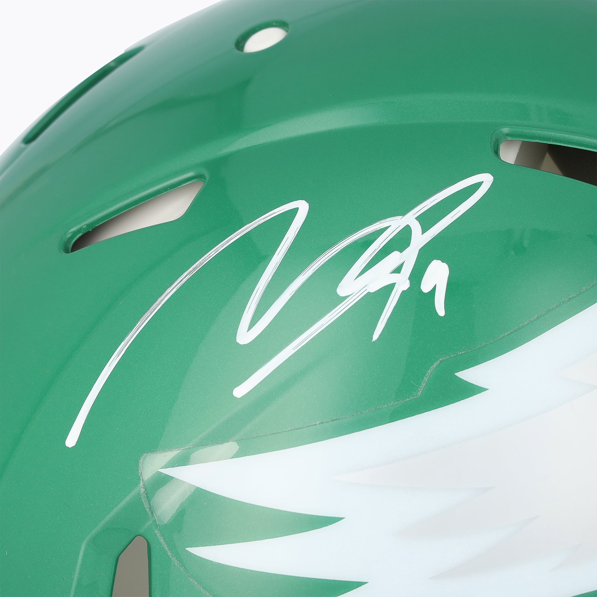 Casque authentique Riddell vert Kelly vert alternatif, signé par Makai Lemon, des Eagles de Philadelphie