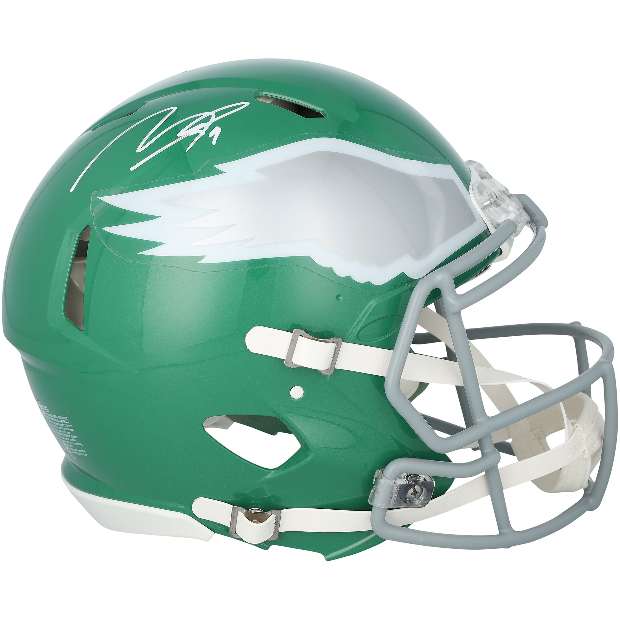 Casque authentique Riddell vert Kelly vert alternatif, signé par Makai Lemon, des Eagles de Philadelphie