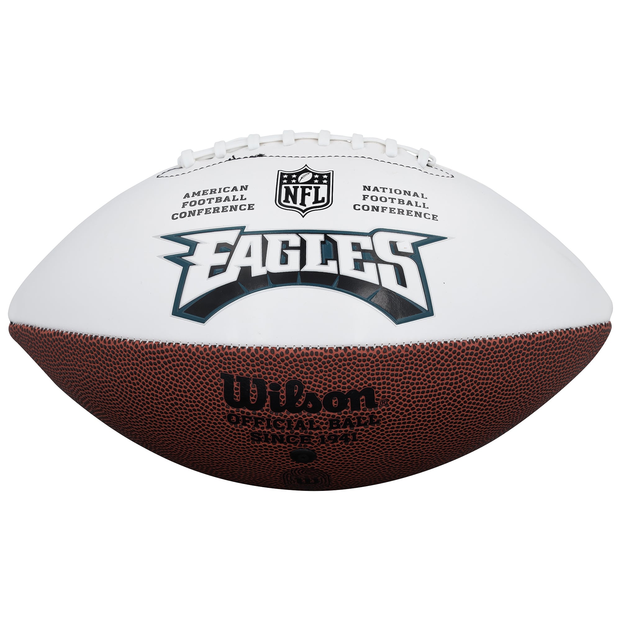 Ballon de football américain Wilson à panneau blanc autographié par Makai Lemon des Eagles de Philadelphie