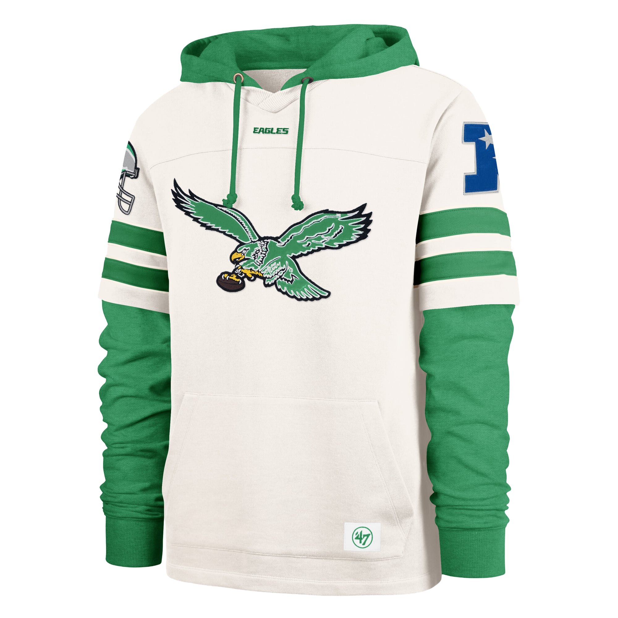 Sweat à capuche pour homme '47 Cream Philadelphia Eagles Split Zone Cornerback Duo Lacer