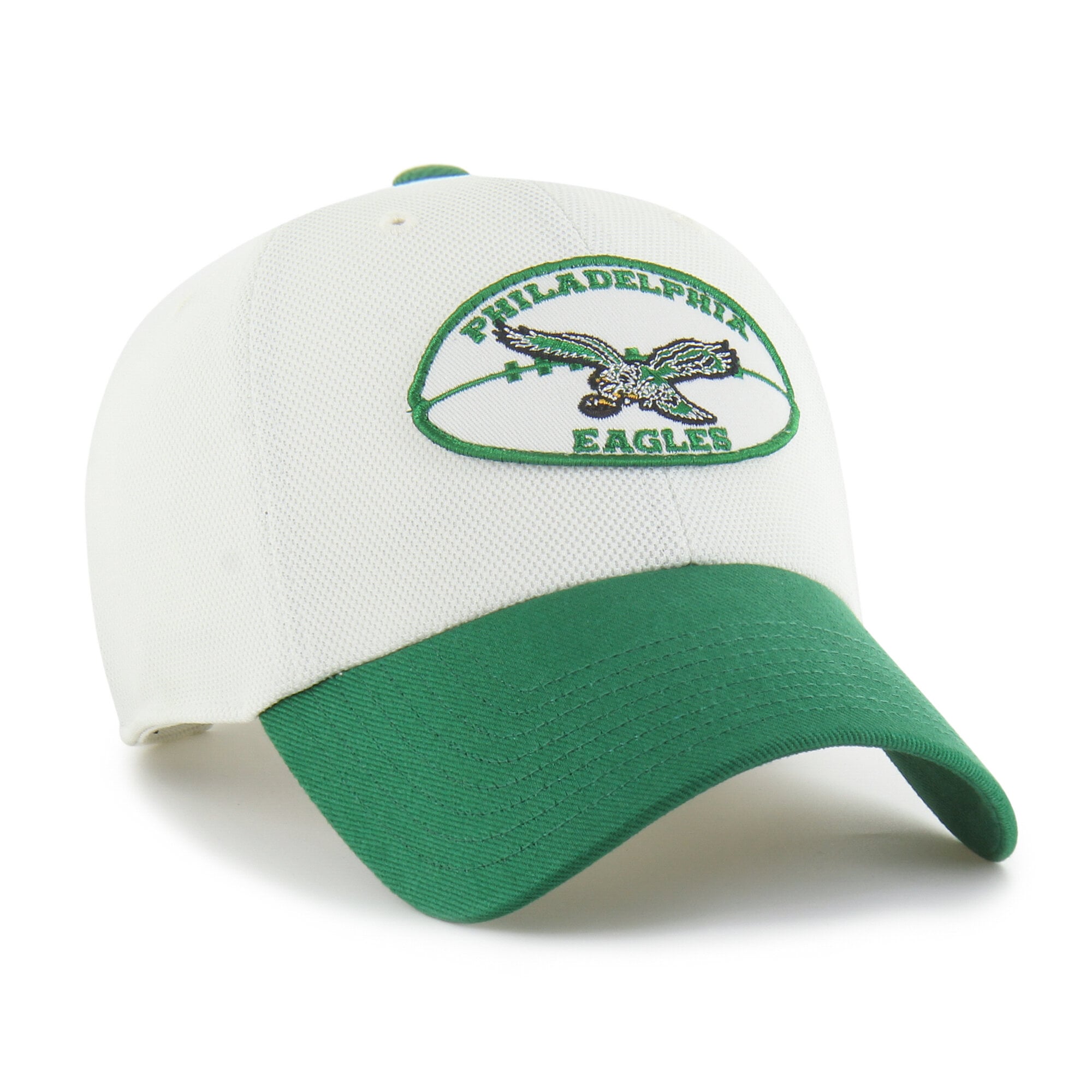 Men's '47 Cream/Kelly Green Philadelphia Eagles Pique Patch Clean Up Adjustable Hat