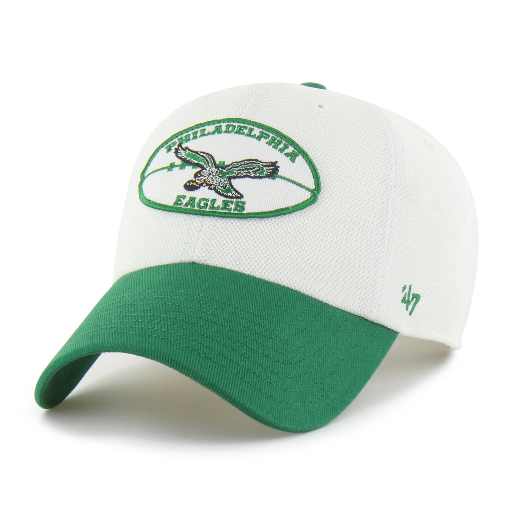 Men's '47 Cream/Kelly Green Philadelphia Eagles Pique Patch Clean Up Adjustable Hat