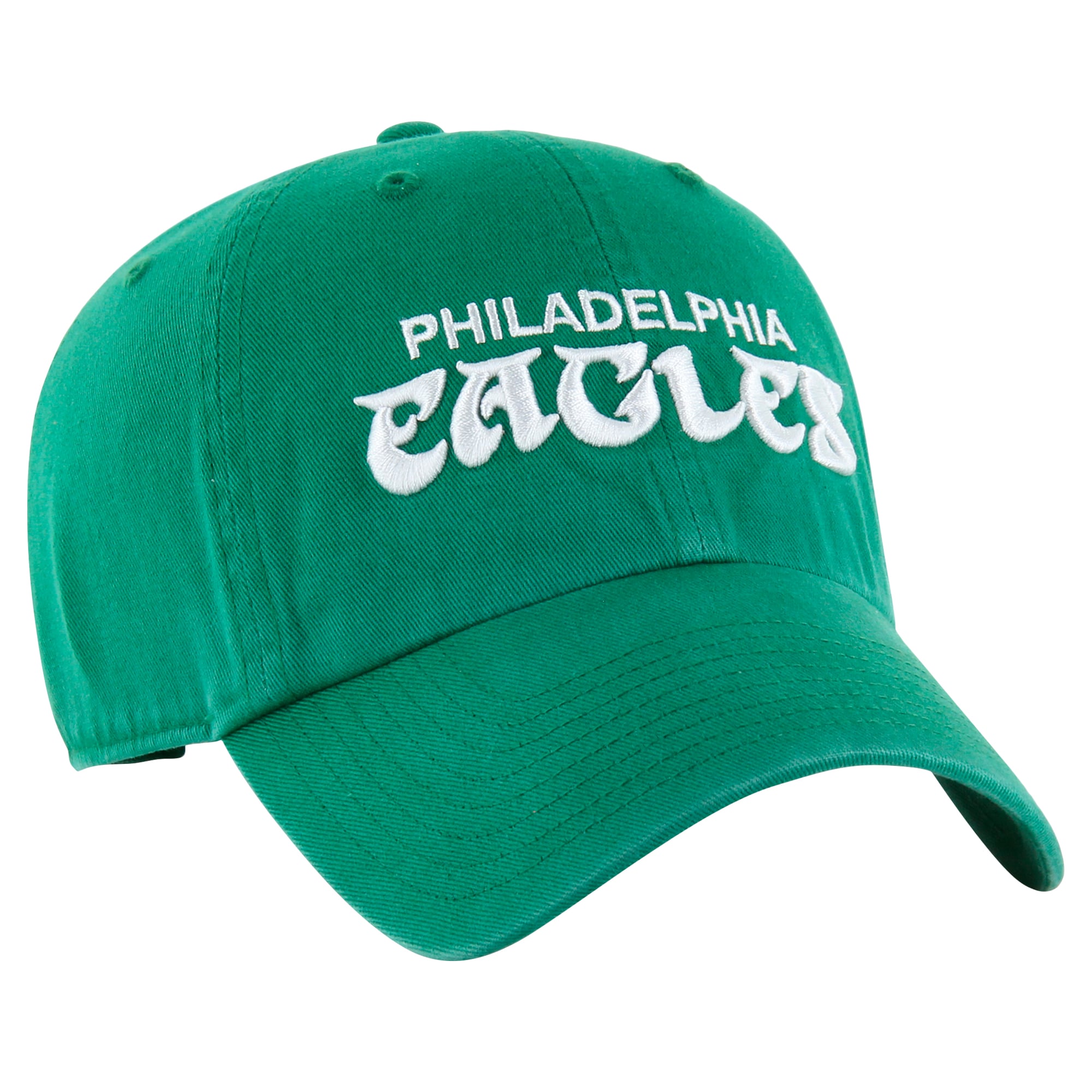 Men's '47 Kelly Green Philadelphia Eagles Clean Up Team Script Adjustable Hat