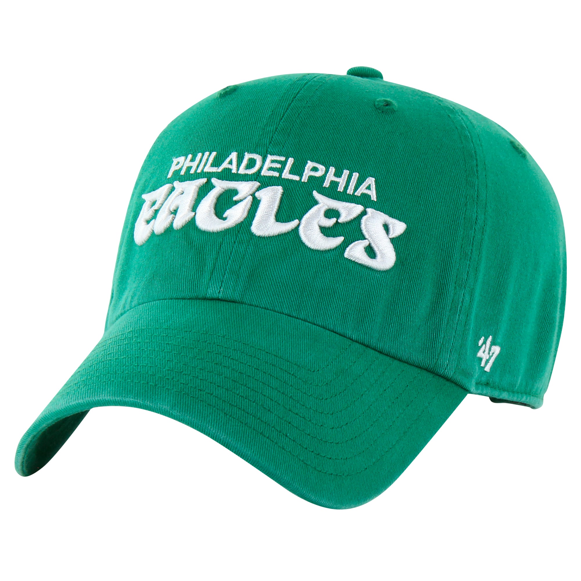 Men's '47 Kelly Green Philadelphia Eagles Clean Up Team Script Adjustable Hat