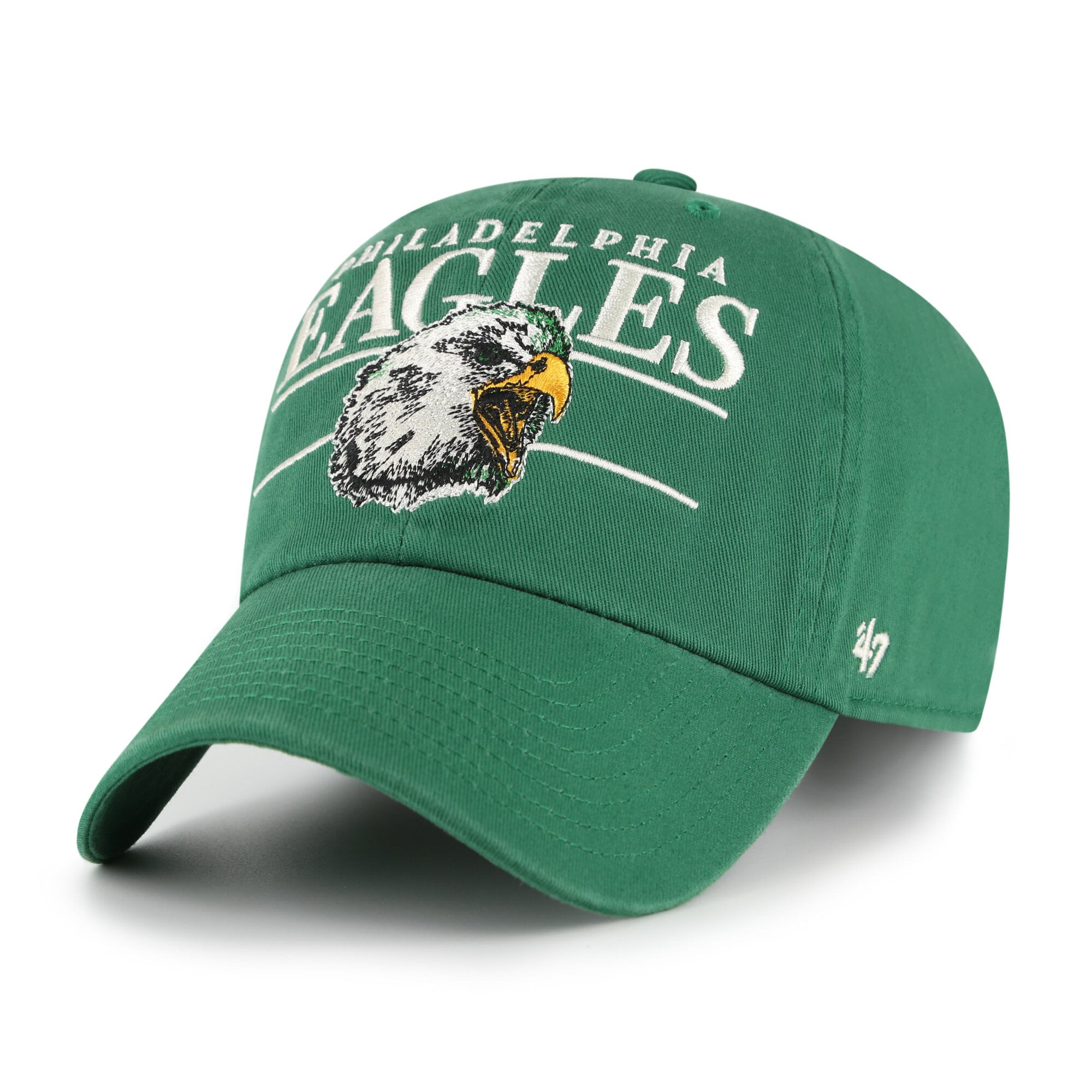 Men's '47 Kelly Green Philadelphia Eagles Throwback Graphic Clean Up Adjustable Hat
