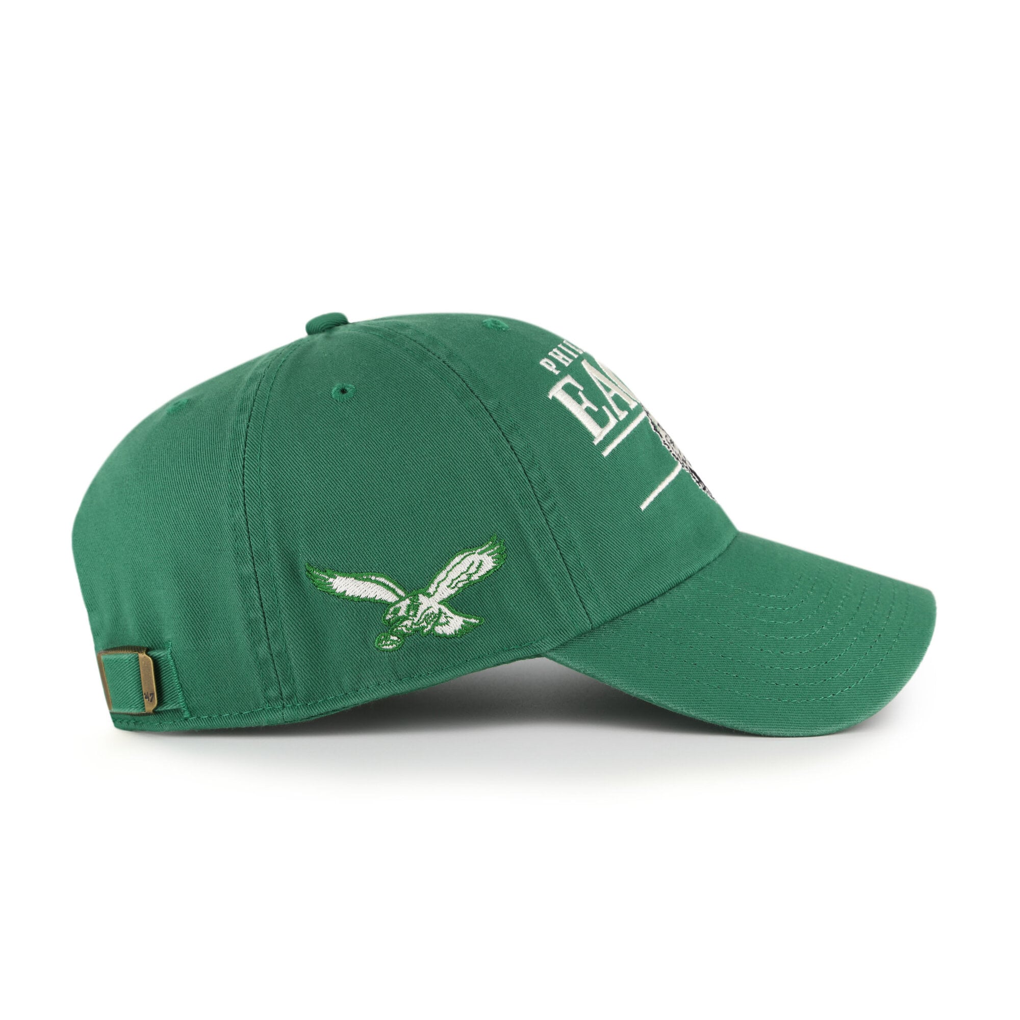 Men's '47 Kelly Green Philadelphia Eagles Throwback Graphic Clean Up Adjustable Hat