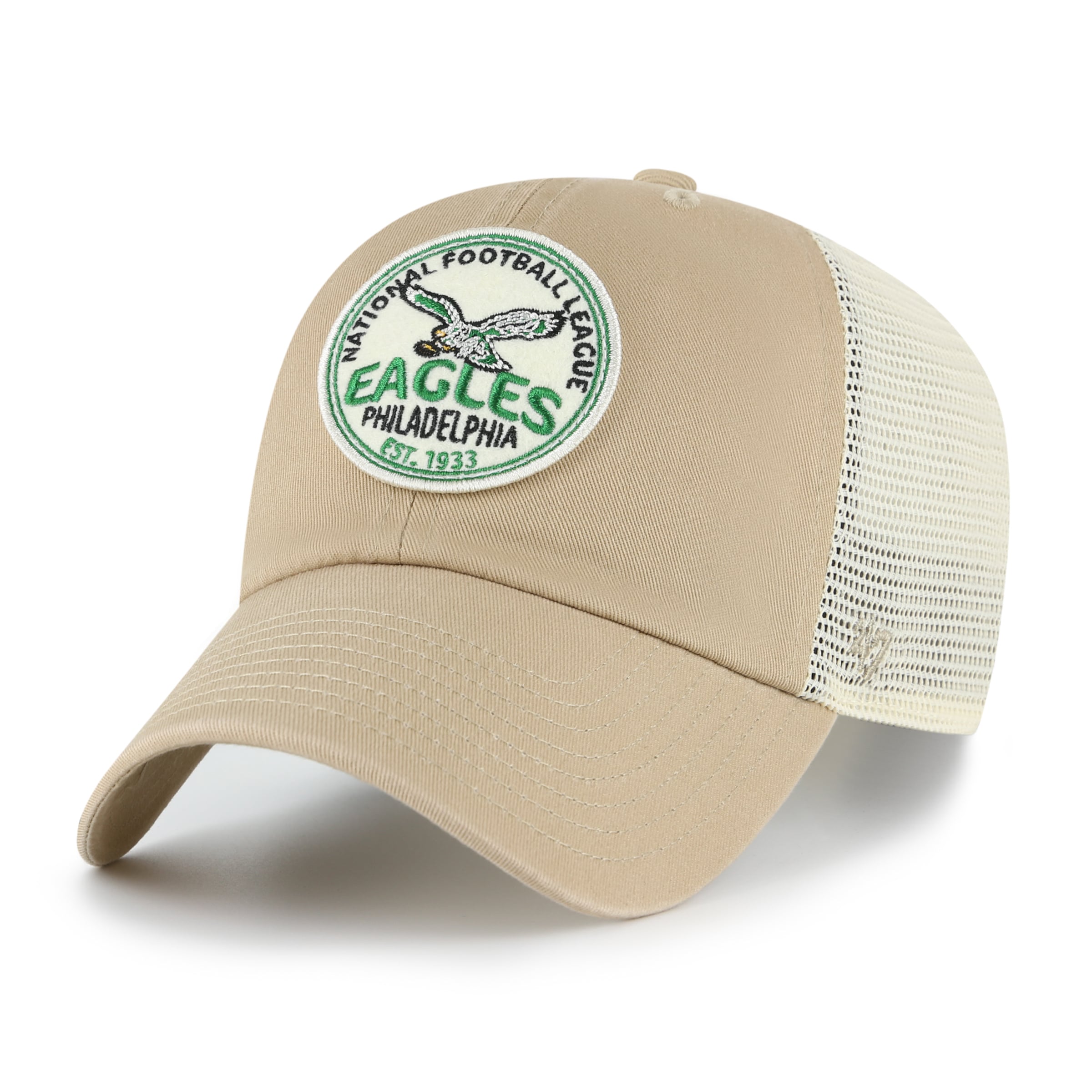 Men's '47 Khaki Philadelphia Eagles Throwback Felton Clean Up Adjustable Hat