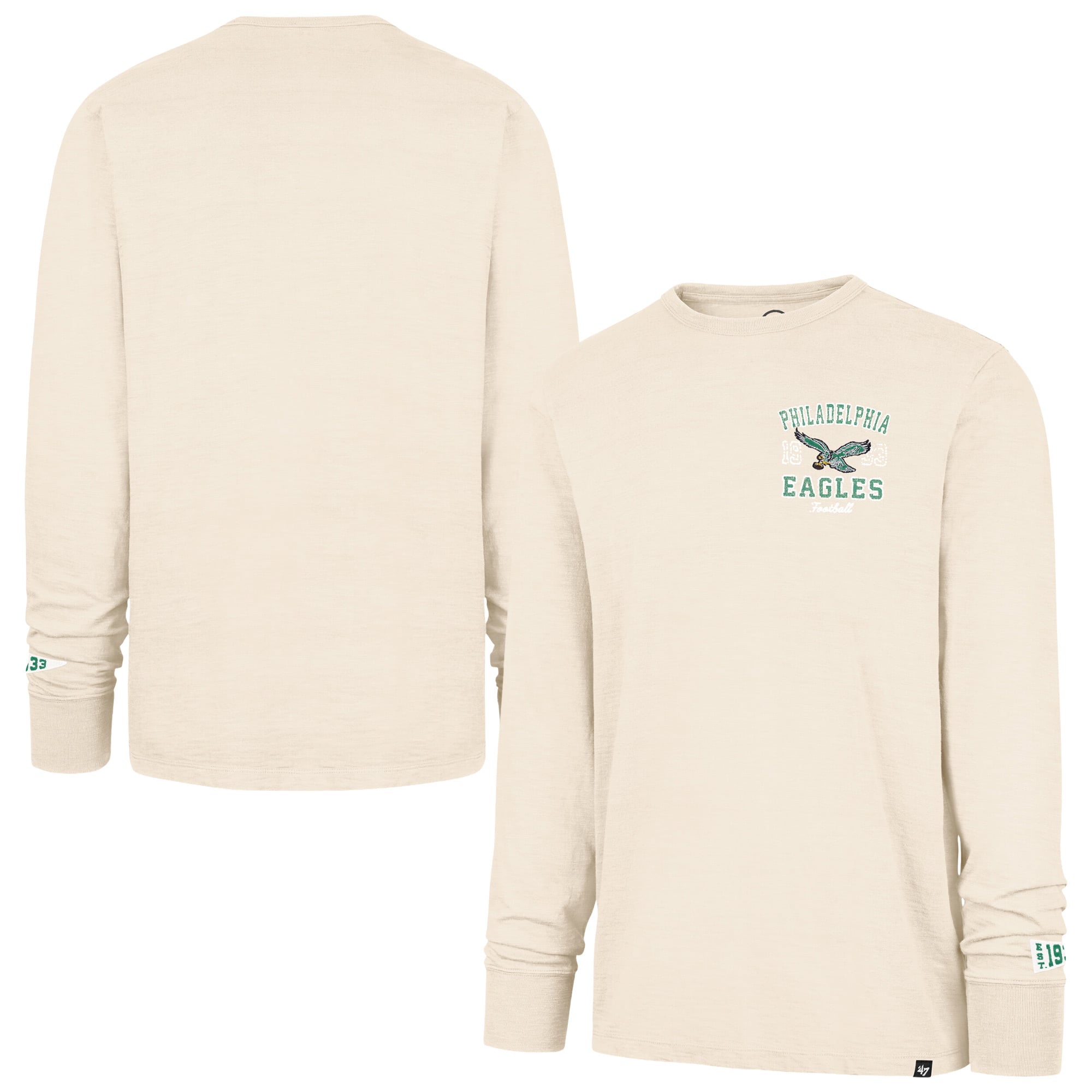 Men's '47 Tan Philadelphia Eagles Heavy Slub Long Sleeve T-Shirt