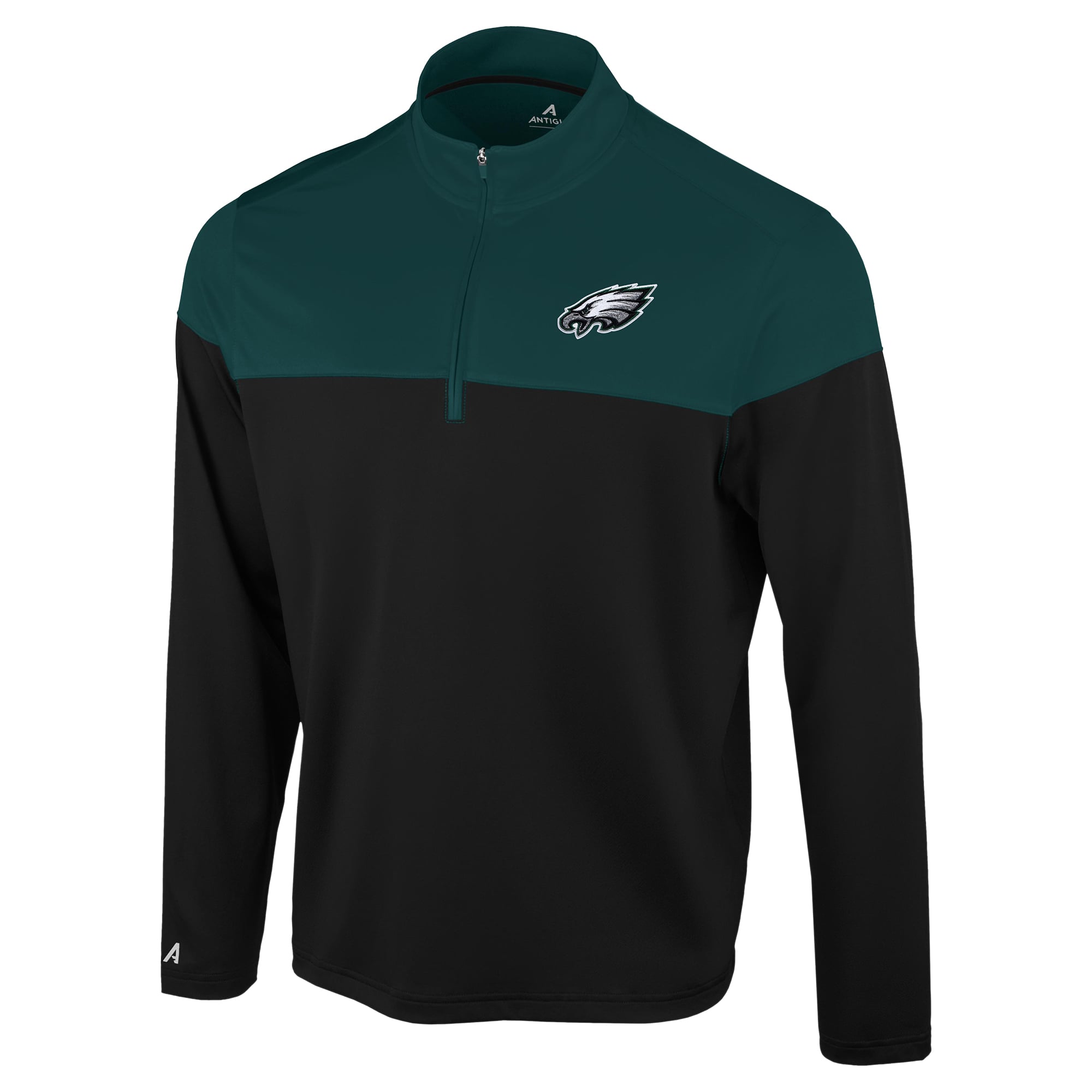 Pull à col zippé Antigua Hinder Philadelphia Eagles noir et vert nuit pour homme