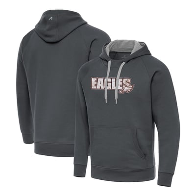 Philadelphia Eagles Antigua Woodland Camo Victory Hoodie - Charcoal