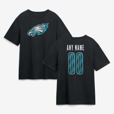 Philadelphia Eagles Big & Tall Metallic Mascot Personalized Name & Number T-Shirt - Black