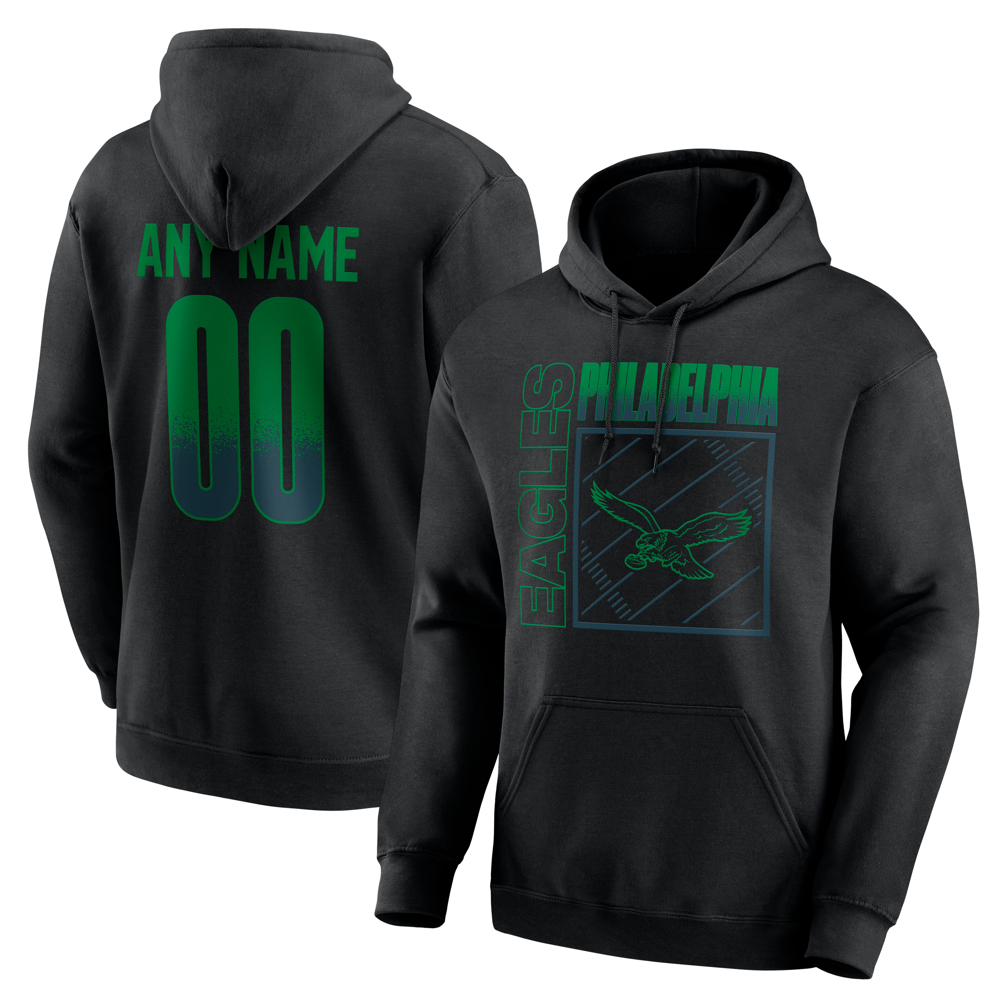 Men's Black Philadelphia Eagles Home Field Pop Personalized Name & Number Hoodie