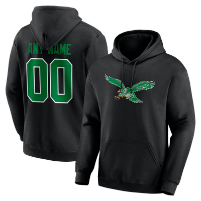 Philadelphia Eagles Team Authentic Classic Personalized Name & Number Hoodie - Black