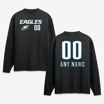 Philadelphia Eagles  Touchdown Wordmark Personalized Name & Number Sweatshirt - Black