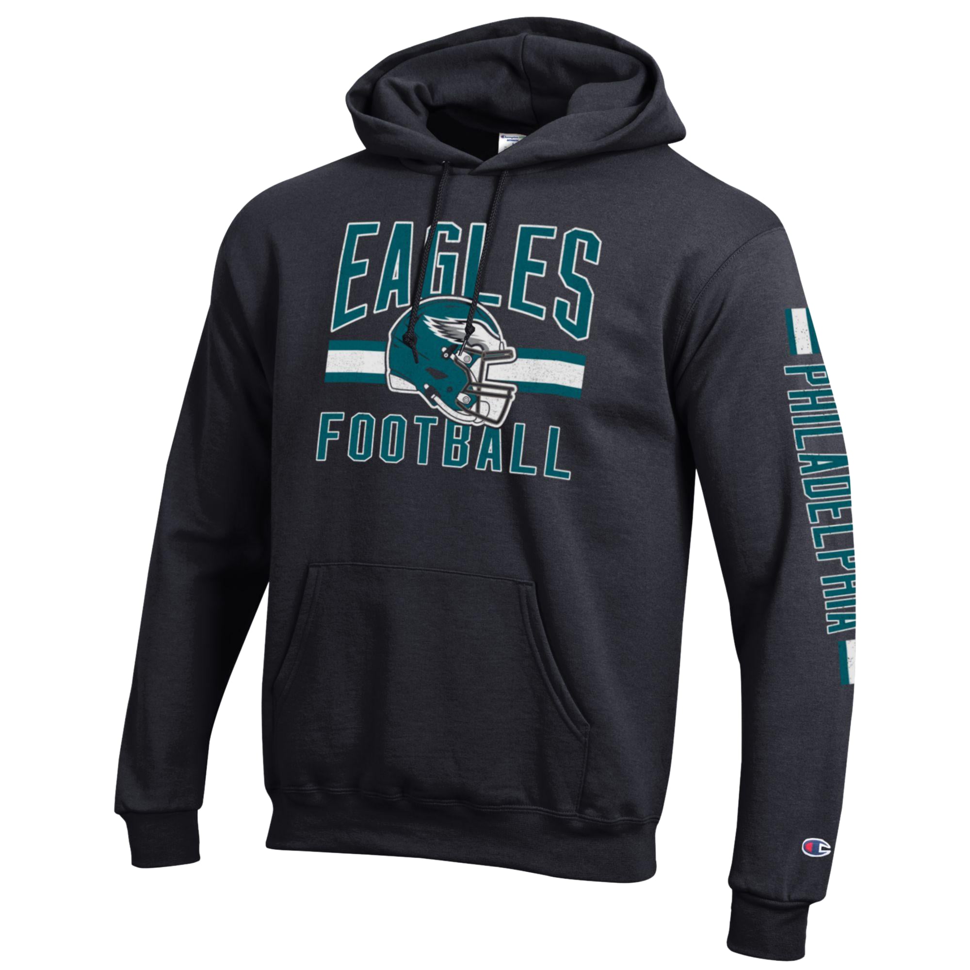 Sweat à capuche Champion noir Philadelphia Eagles Powerblend pour homme