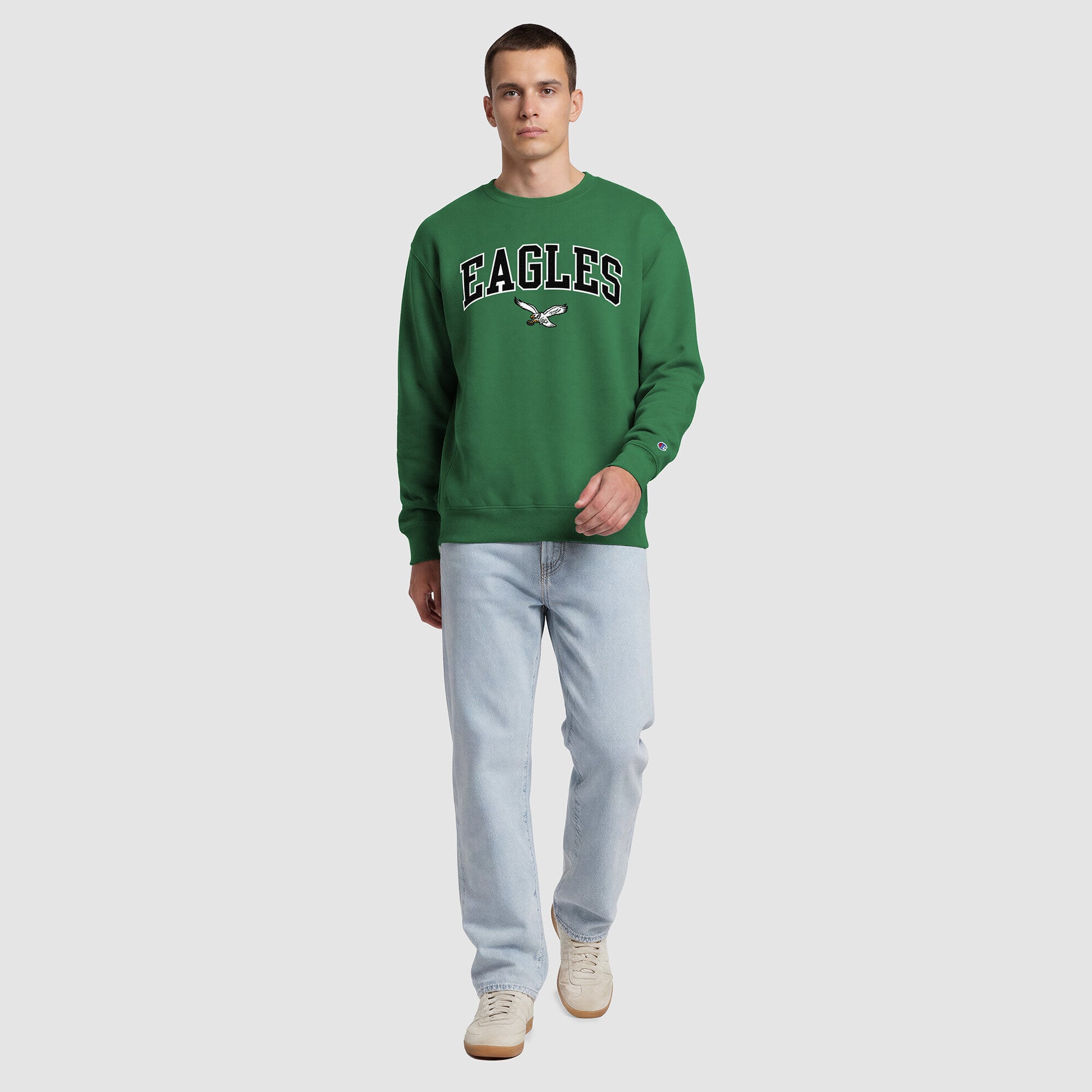 Sweat-shirt à doublure contrastée Champion vert Kelly pour homme, Philadelphia Eagles