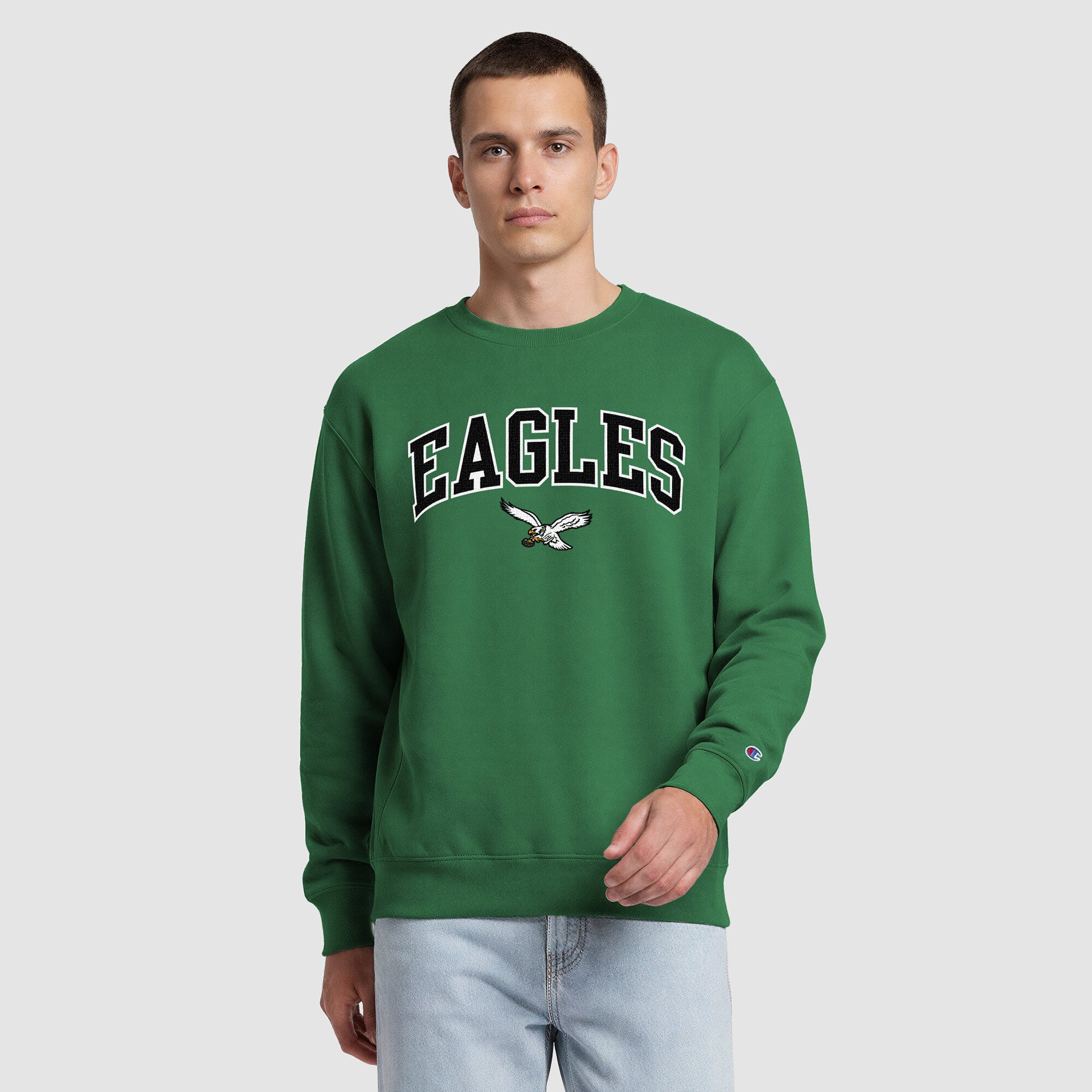 Sweat-shirt à doublure contrastée Champion vert Kelly pour homme, Philadelphia Eagles