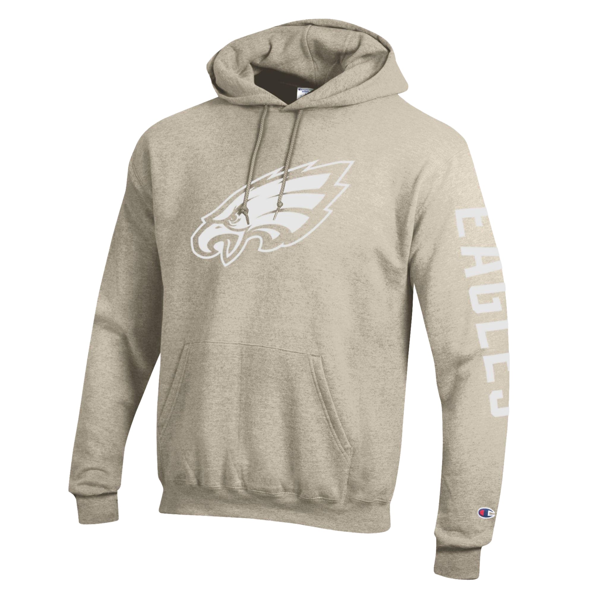 Men's Champion Oatmeal Philadelphia Eagles Powerblend Hoodie
