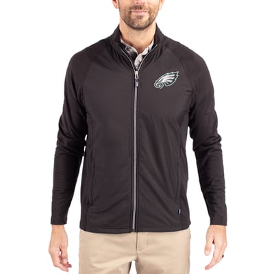 Philadelphia Eagles Cutter & Buck Adapt Eco Knit Full-Zip Jacket - Black