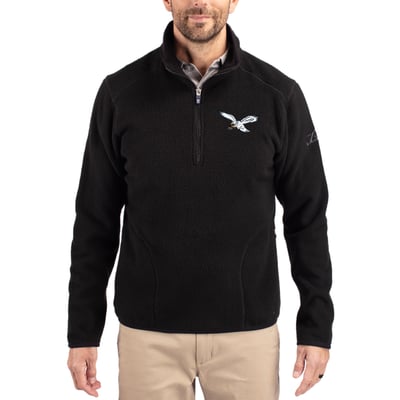 Philadelphia Eagles Cutter & Buck Cascade Eco Sherpa Fleece Quarter-Zip Pullover Jacket - Black