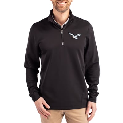 Philadelphia Eagles Cutter & Buck Traverse Stretch Quarter-Zip Pullover - Black