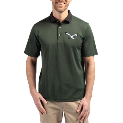 Philadelphia Eagles Cutter & Buck Virtue Eco Pique Micro Stripe Recycled Polo - Hunter Green/Black