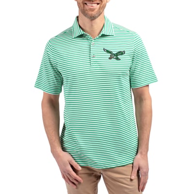 Philadelphia Eagles Cutter & Buck  Virtue Eco Pique Stripe Recycled Polo - Kelly Green