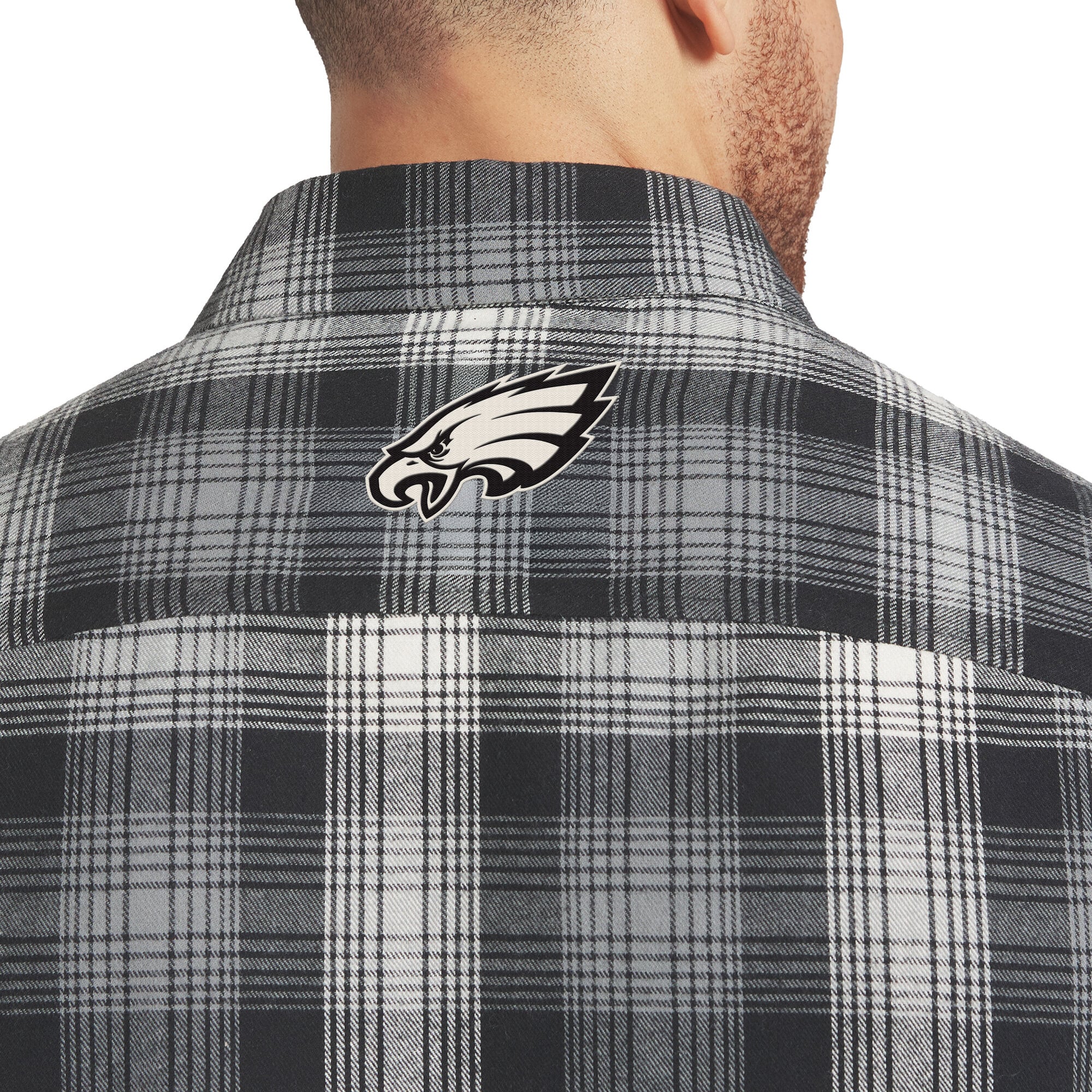 Men's Darius Rucker Collection by Fanatics Black Philadelphia Eagles Flannel Plaid Long Sleeve Button Up Shirt